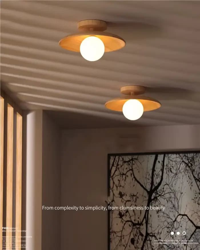 Plafonnier rond en bois plafonnier nordique pour vestiaire chambre salle d'étude couloir décor à la maison éclairage intérieur 12W LED lustres de plafond suspension luminaire plafond lustre chambre ob