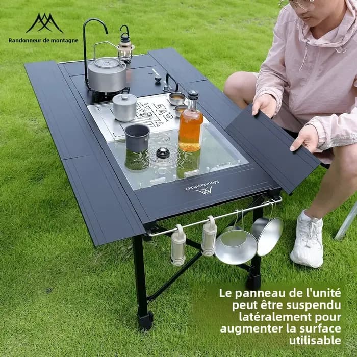 Table de camping pliante IGT, table de cuisson portable IGT pour l'extérieur, 3-5 tables, meubles de camping, table de jardin, table de pique-nique