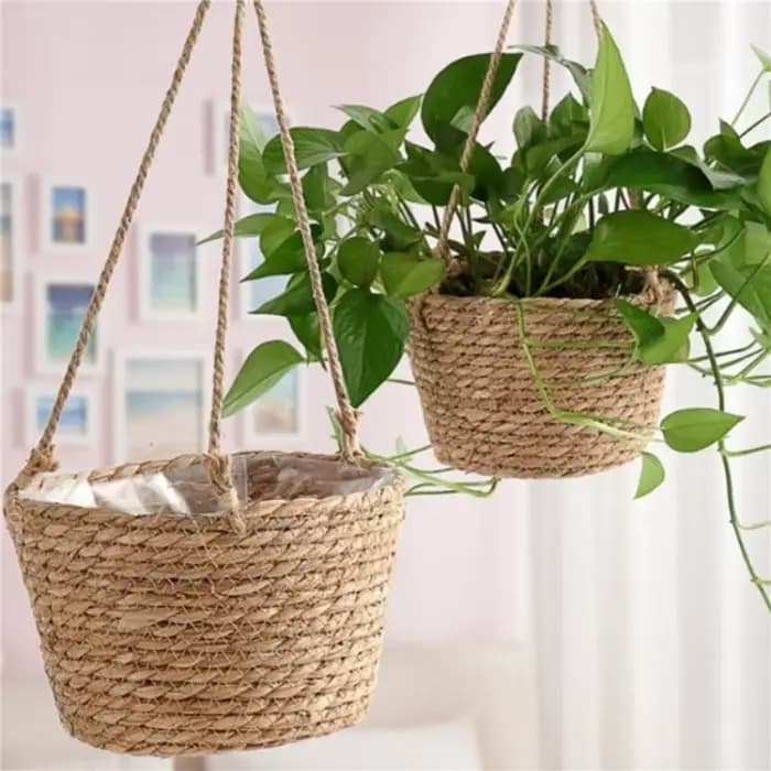 Jardinière suspendue en macramé