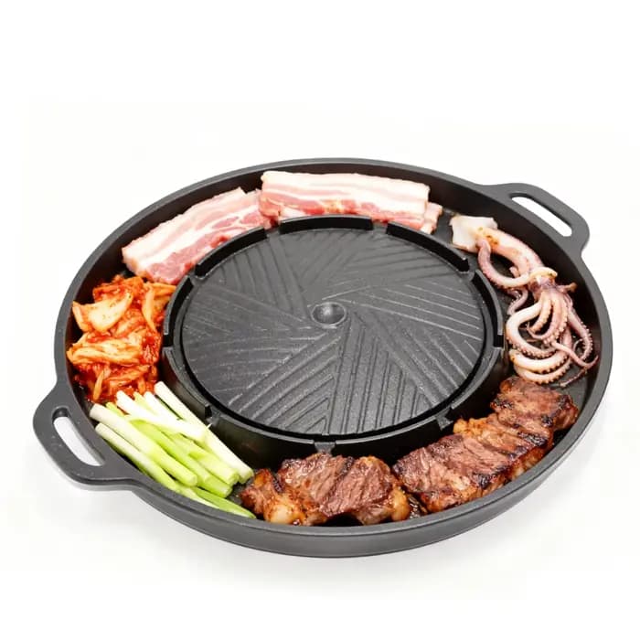 KOSUN – poêle à barbecue coréenne 2 en 1, plaque de partage ronde pour barbecue, pour intérieur et extérieur, équipement de Camping Portable, Restaurant, 13 pouces