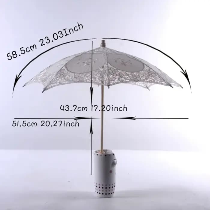 Vintage 26/31/43/53cm dentelle Parasol parapluie broderie coton
