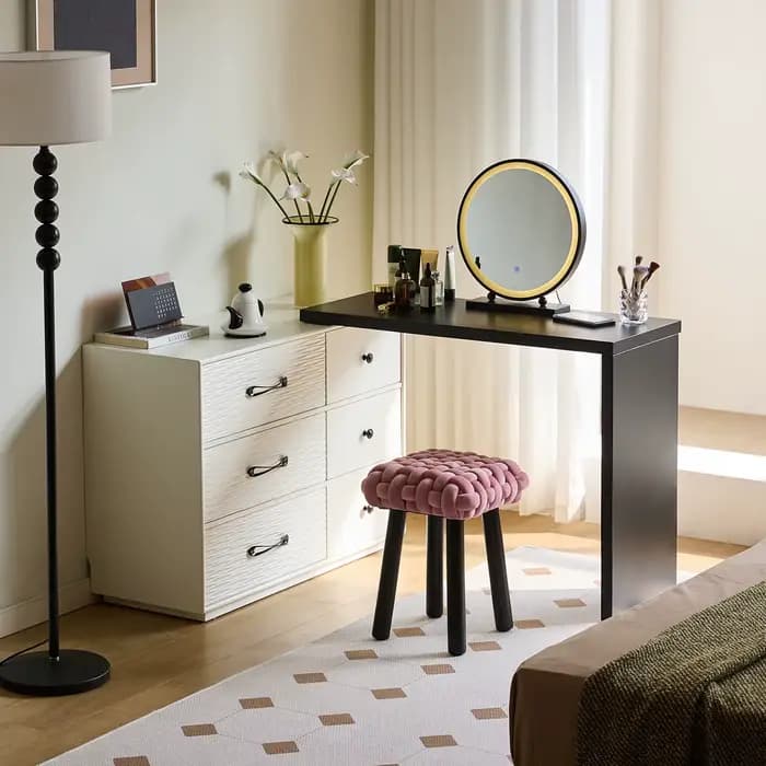 Coiffeuse à six tiroirs en bois pour chambre d'hôtel, table de maquillage, commode pour femme, meuble de maison