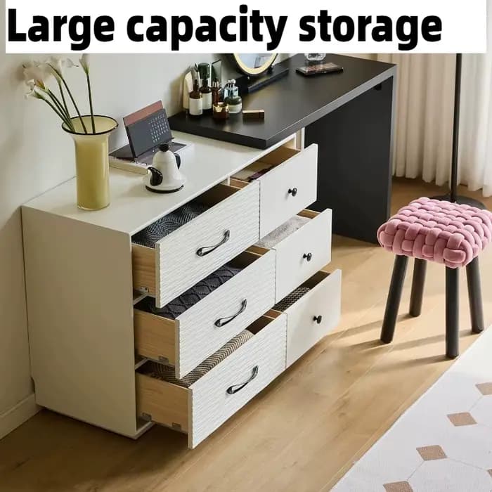 Coiffeuse à six tiroirs en bois pour chambre d'hôtel, table de maquillage, commode pour femme, meuble de maison