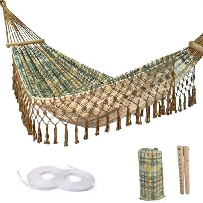 Hamac à franges de style bohème pour la détente à la maison, sur le balcon, dans la cour ou dans le jardin. Hamac suspendu pour le camping en plein air