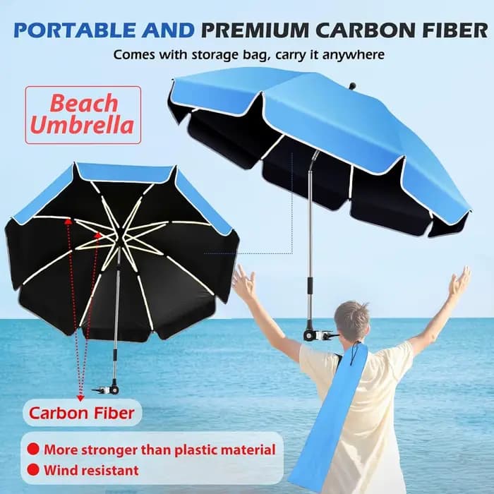 Parasol de chaise réglable à 360° avec pince