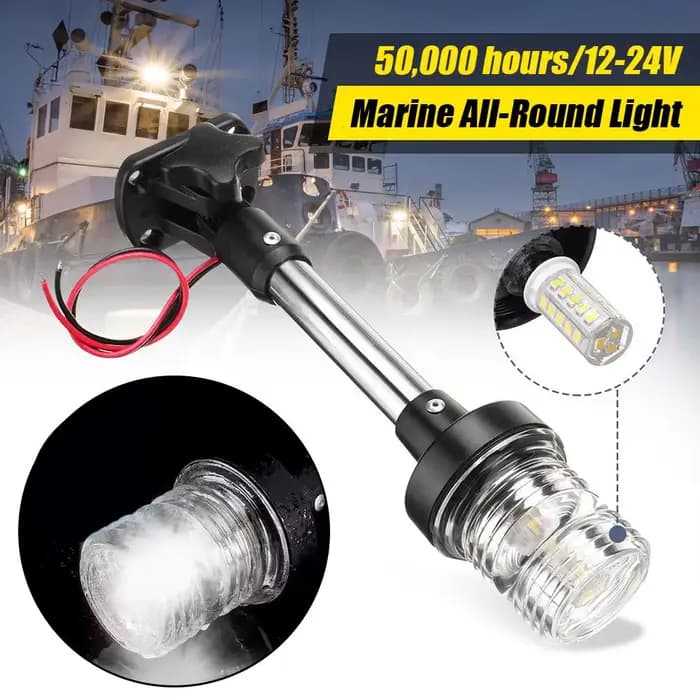 Feu de navigation complet à LED marine 360 ° Visibilité 3 milles nautiques IP67 étanche 304 en acier inoxydable pour bateau et yacht L W3B2