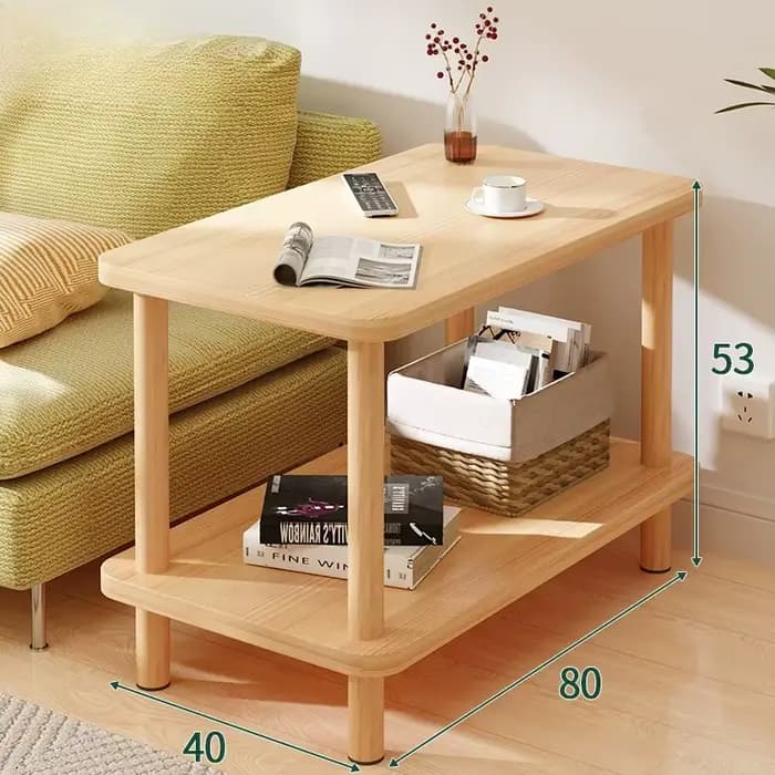 Table d'appoint en bois à 2 niveaux