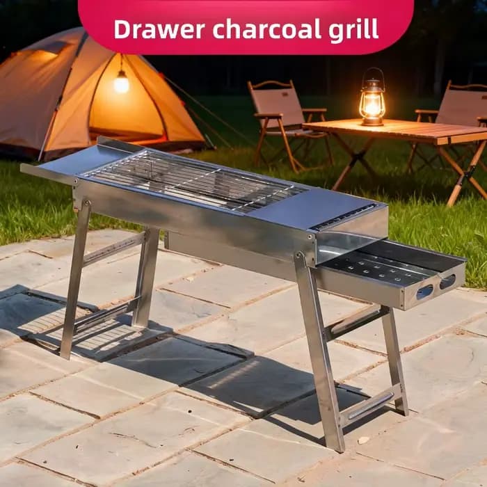 Barbecue portable pliable en acier inoxydable pour camping en plein air