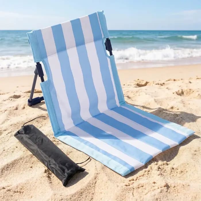 Chaise longue de plage pliable à rayures avec support lombaire