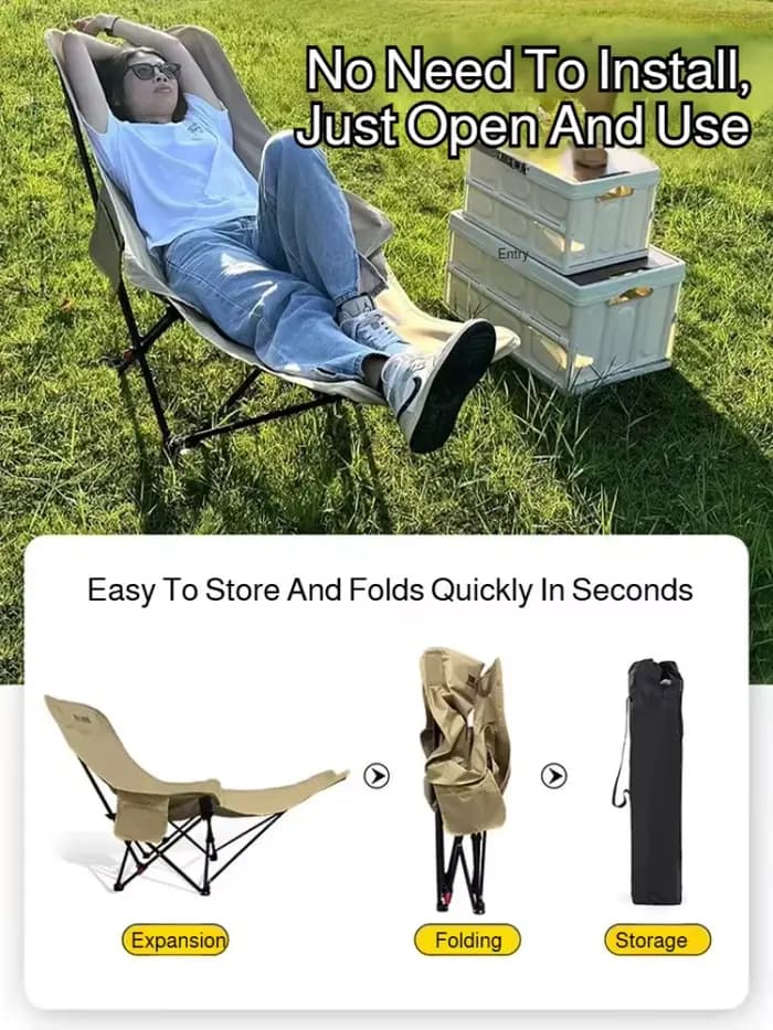 Chaise de camping portable d'extérieur confortable