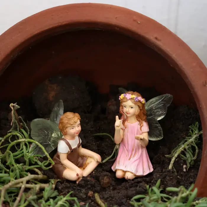 2 pièces mignon murmur fée jardin résine artisanat ornements de table