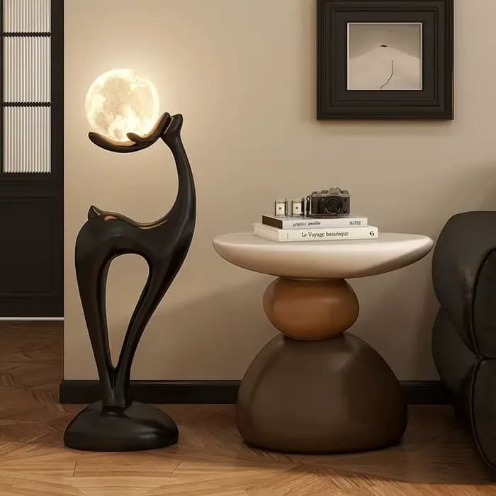Table d'appoint moderne en forme de galet