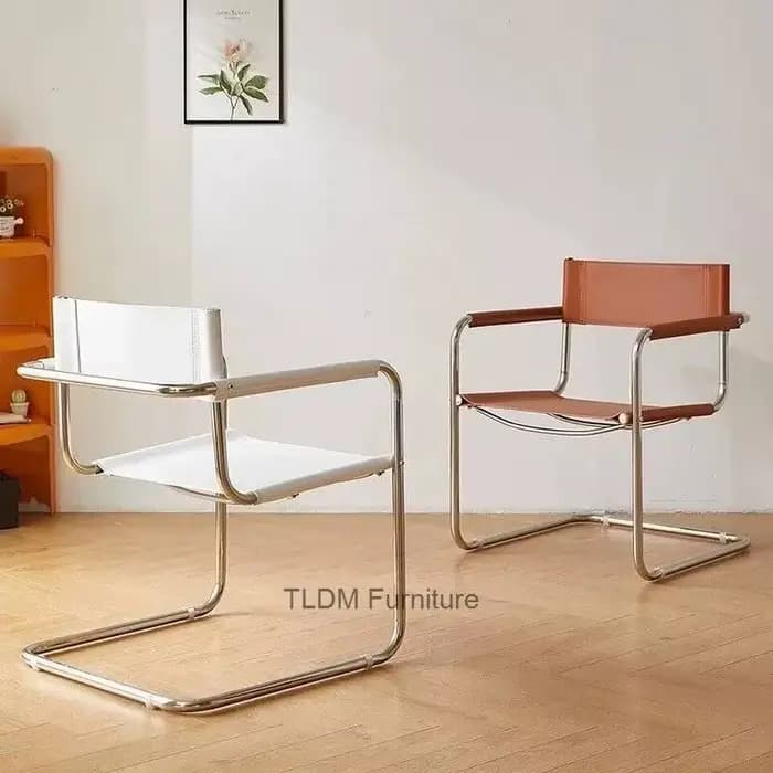 Fauteuil en cuir de Style industriel avec cadre en acier inoxydable