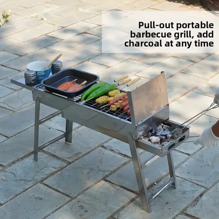 Barbecue portable pliable en acier inoxydable pour camping en plein air