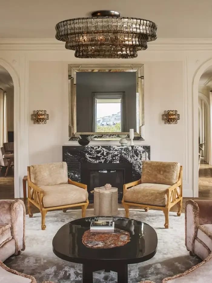 Doré postmoderne luxe décoration de la maison LED rond Transparent verre Lustre salon salle à manger lumière intérieure accrocher