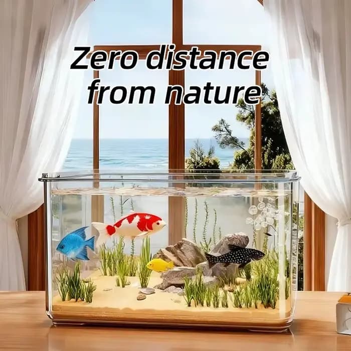 Aquarium Transparent de bureau créatif, pour bureau, décoration de maison, rectangulaire (aquarium nu, sans paysages ni pierres incluses)