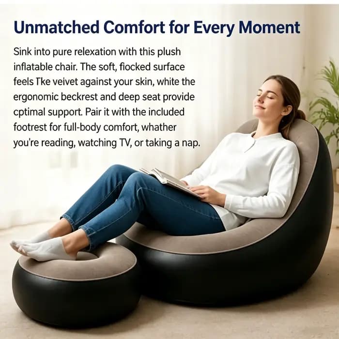 Fauteuil gonflable rapide et facile à gonfler avec repose-pieds