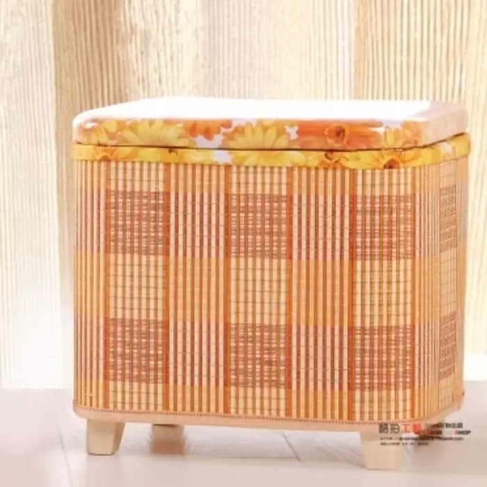 Tabouret de rangement tissé en bambou écologique