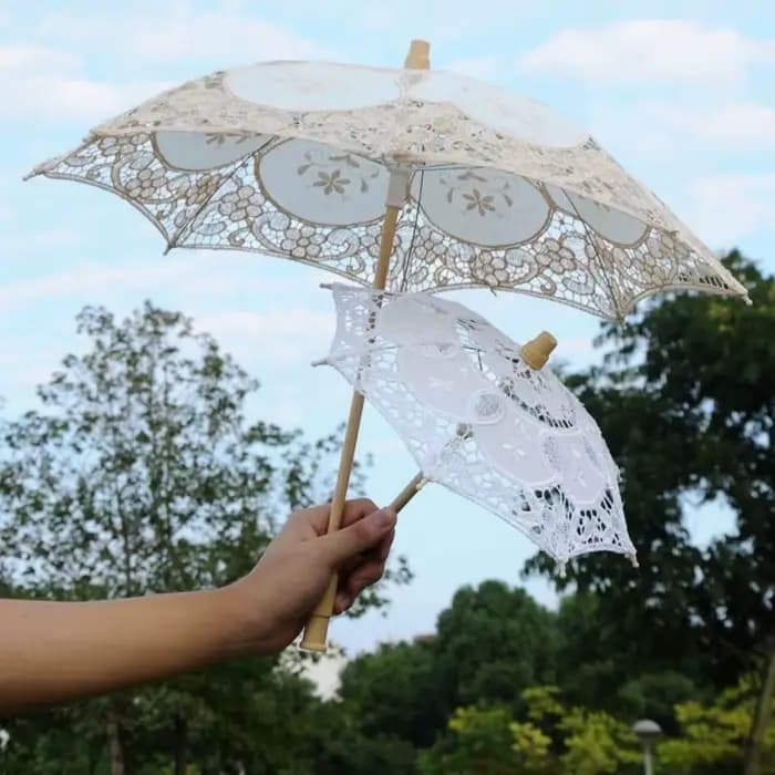 Vintage 26/31/43/53cm dentelle Parasol parapluie broderie coton