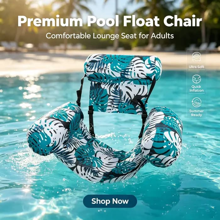 Chaise flottante gonflable pour adultes avec dossier et repose-bras intégrés