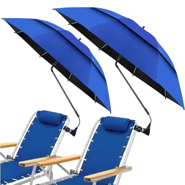Parasol de plage double couche respirant et durable de 23 pouces avec fixation à 360° °