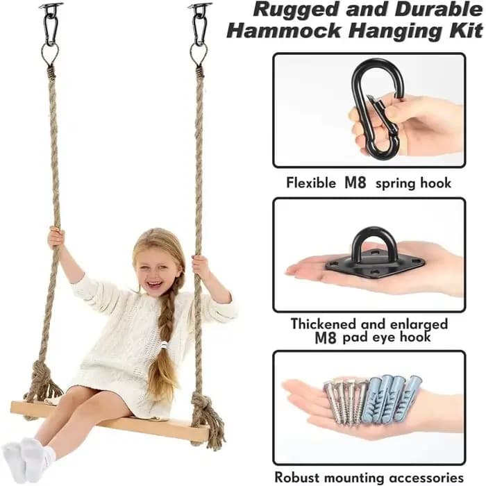 Kit de suspension de hamac robuste M8, 1 paire, crochets de suspension pour porche, balançoire, sac de sable, chaise hamac, support mural au plafond