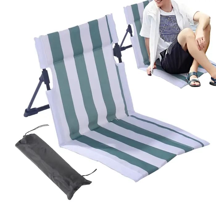 Chaise longue de plage pliable à rayures avec support lombaire