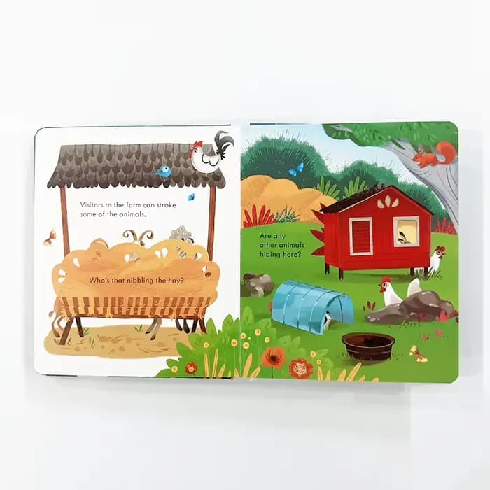 Peep Inside The Farm Lift-the-Flap Board Book : livre interactif pour enfants avec images d'animaux pour l'apprentissage précoce