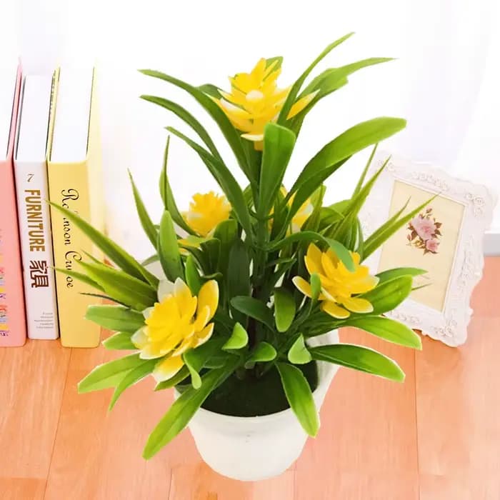 Pot de plantes à fleurs artificielles, simulation de fausses fleurs en plastique, décoration de maison et de bureau, bonsaï de bureau, ornements de balcon pour fête de mariage