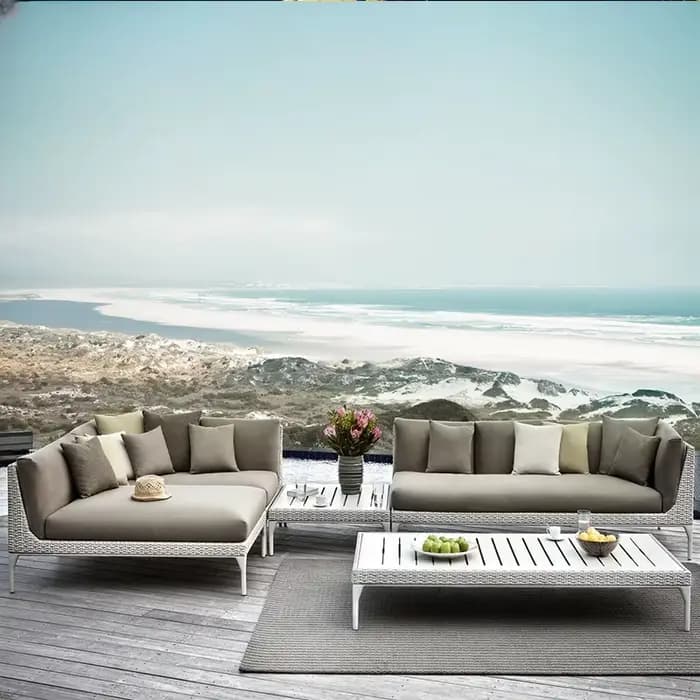 Mobilier d'extérieur canapé en rotin combinaison salon