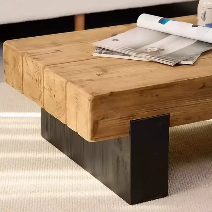 Table d'appoint rectangulaire basse en bois