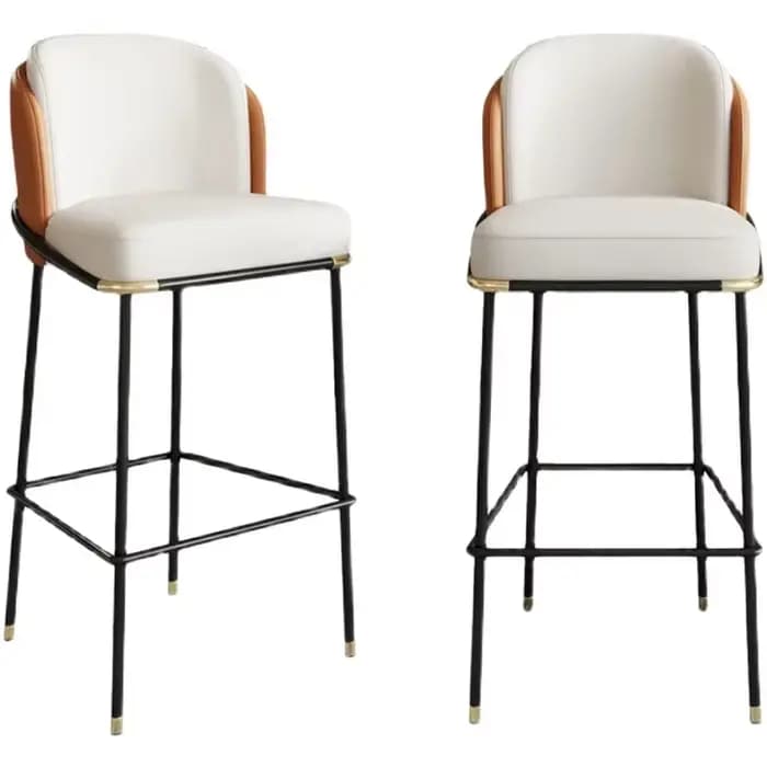 l l # Tabouret de pied en métal à coussin orange, pour salon, bar, chaise de luxe moderne pour bar