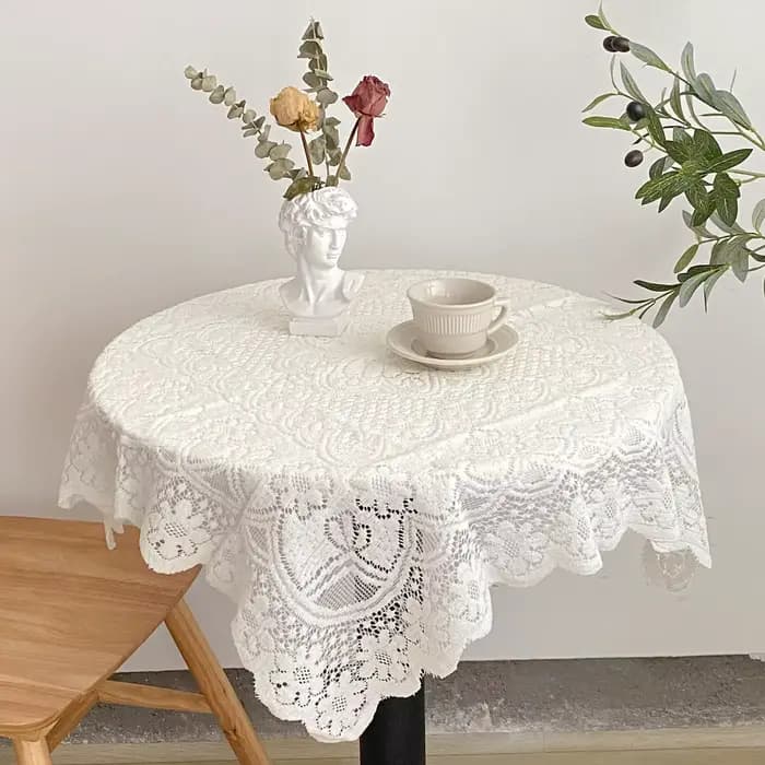 Nappe carrée en dentelle, fleur blanche, rétro européenne brodée, couverture en lin pour table à manger, fête de mariage, jardin, décoration de la maison