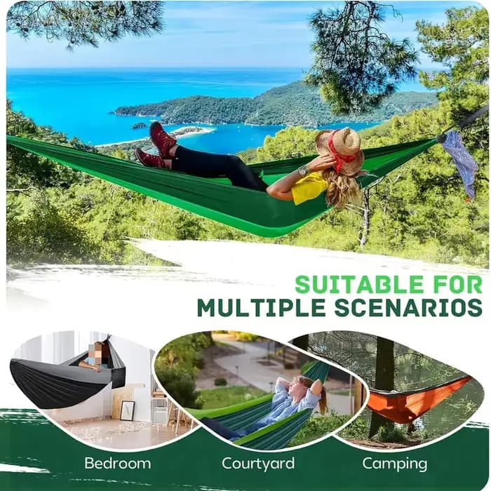 Hamac pour Camping Hamacs Équipement pour l'extérieur Sac à dos Survie ou Voyage Portable Léger Parachute Nylon