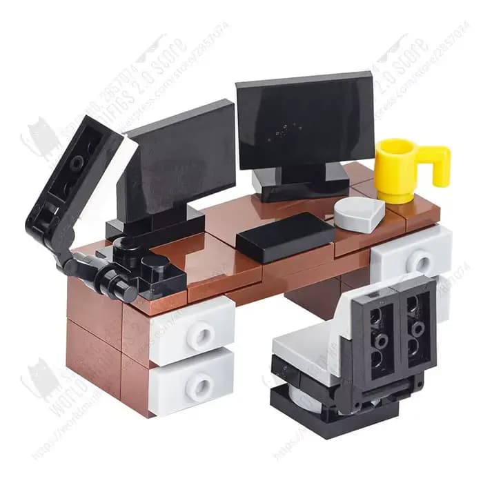 MOC0030 bricolage bureaux d'ordinateur blocs de construction série ville créative lampe de Table de bureau meubles modèle MOC assembler des jouets pour enfants cadeau