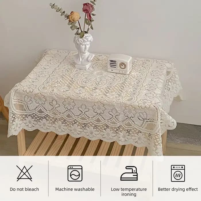 Nappe carrée en dentelle, fleur blanche, rétro européenne brodée, couverture en lin pour table à manger, fête de mariage, jardin, décoration de la maison