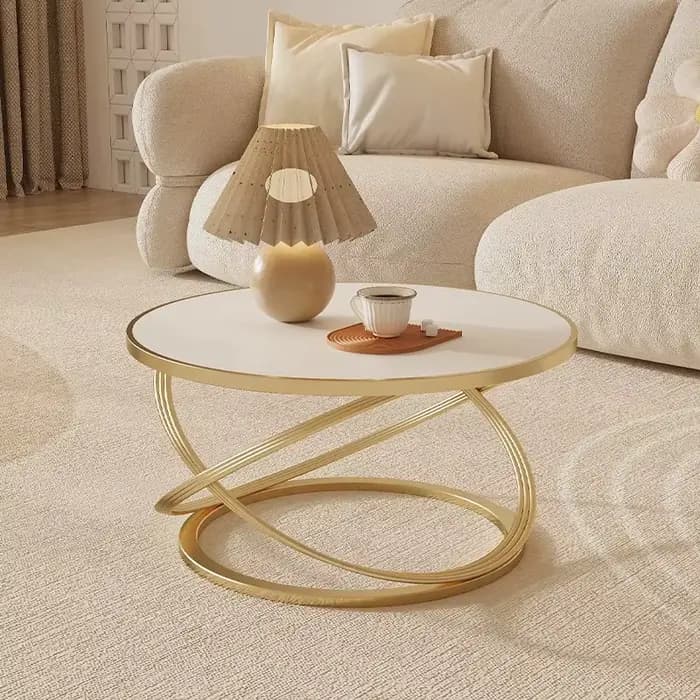 Salon de luxe Table basse Design moderne Premium Glam Tables basses blanc rond Muebles Para El Hogar décoration de la maison