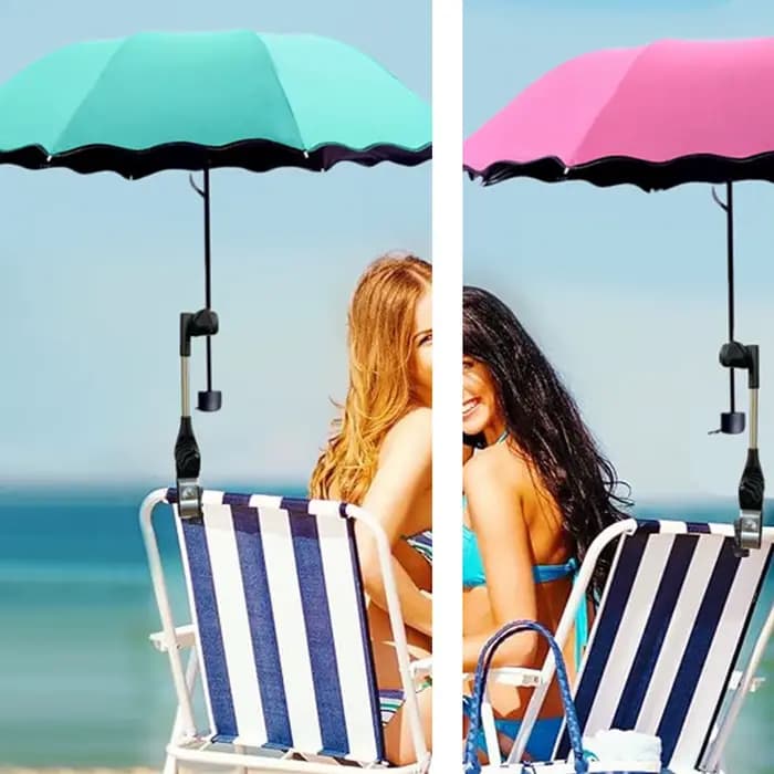 Parasol de plage réglable avec pince en Polyester imperméable