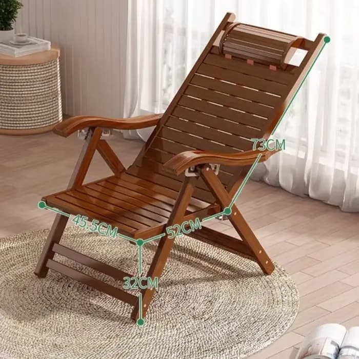 Chaise longue inclinable pliable en bambou