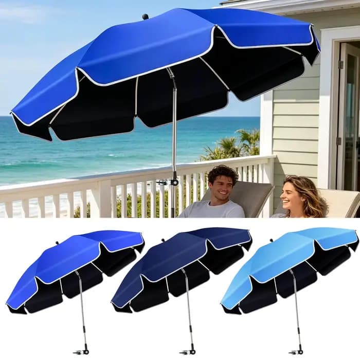 Parasol de chaise réglable à 360° avec pince