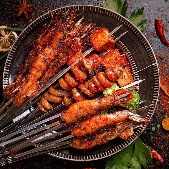 Brochettes de Barbecue réutilisables en acier inoxydable
