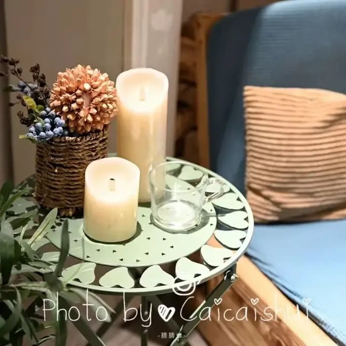 Table à thé évidée en fer pour balcon de cour
