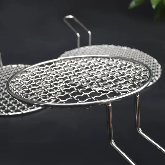 Grille de barbecue ronde en acier inoxydable 304, qualité alimentaire, 16-48cm, grille métallique avec poignée de 10cm