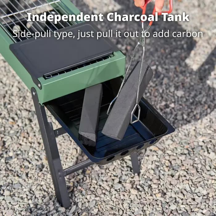 Barbecue pliant BISINNA, robuste et portable, avec étagères latérales, pour le camping en plein air, le barbecue, la terrasse, la salle à manger, cuisinière à charbon de bois