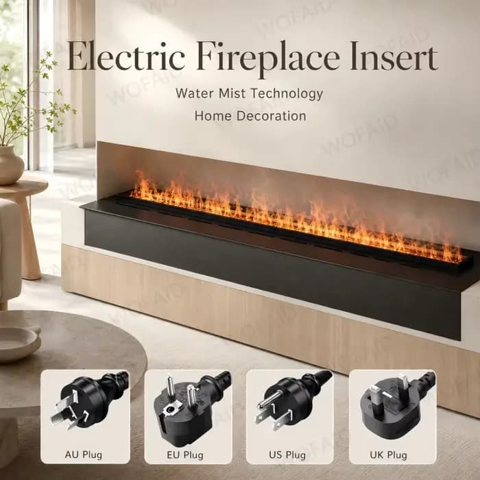 Cheminée électrique d'intérieur pour salon, effet flamme 3D réaliste, foyer à vapeur d'eau, cheminée à flamme 3D réaliste, foyer à vapeur d'eau