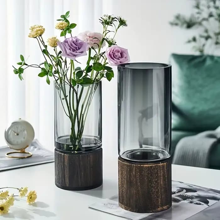 Vase rétro Simple et léger de luxe, décoration créative en verre de couleur primaire, Vase nourrissant à l'eau, décoration de Table de salon