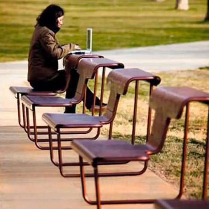 Meubles urbains extérieurs banc extérieur en métal marron