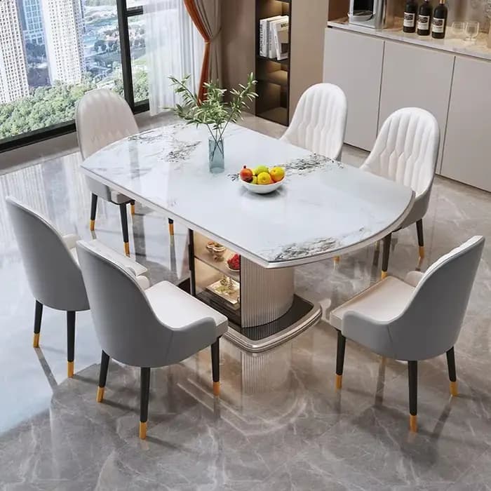 Table à manger ronde en marbre, meuble De luxe moderne pour salon, style nordique minimaliste, meubl