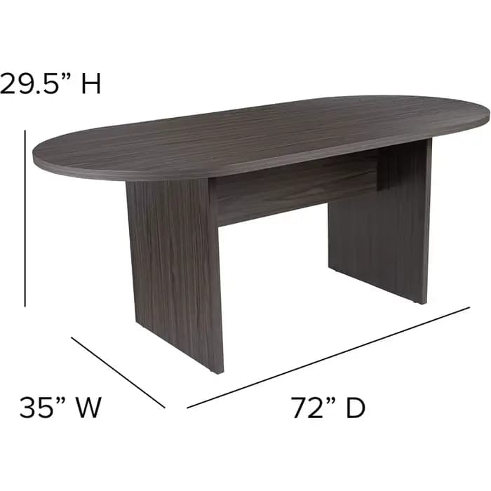 Ensemble de table de conférence ovale gris rustique 5 pièces avec 4 chaises de direction en cuir sou
