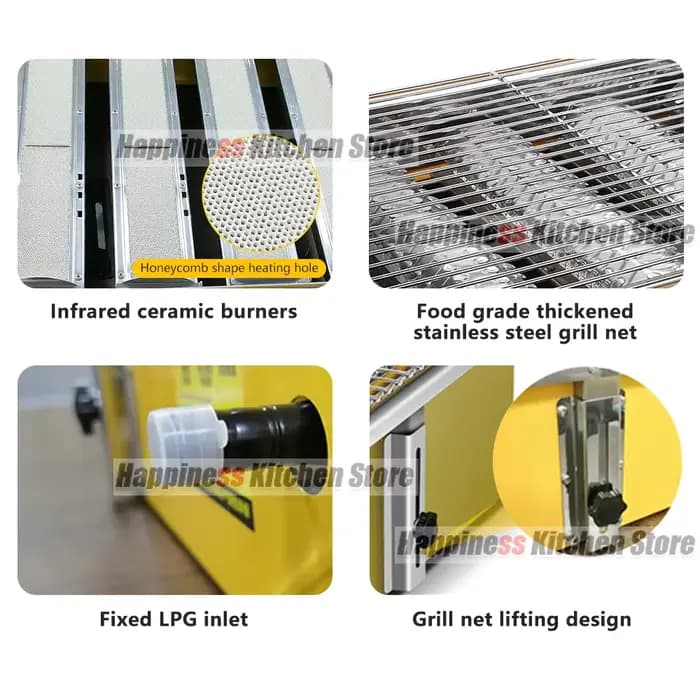 Grill de Barbecue à 4 Brûleurs en Acier Inoxydable avec Couvercle